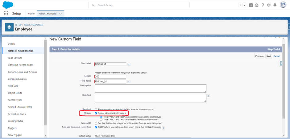 Unique Id in Salesforce